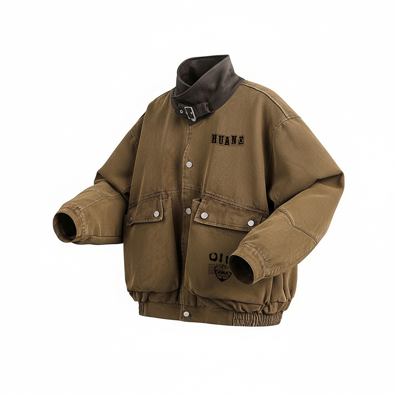 

HUANQIU Куртка Unisex Coffee Lapel Moderate Workwear