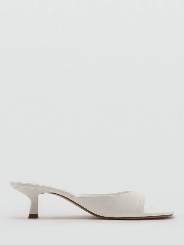 Сандалии Lidia на низком каблуке kitten heel Mango, White