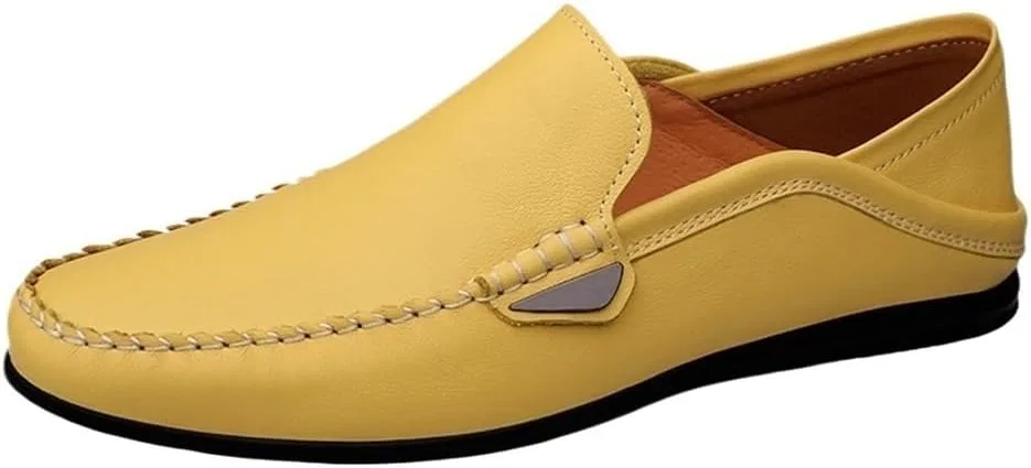 Мокасины кожаные мужские Loafers Simple Casual Shoes, желтый DHFIRUFSHLO