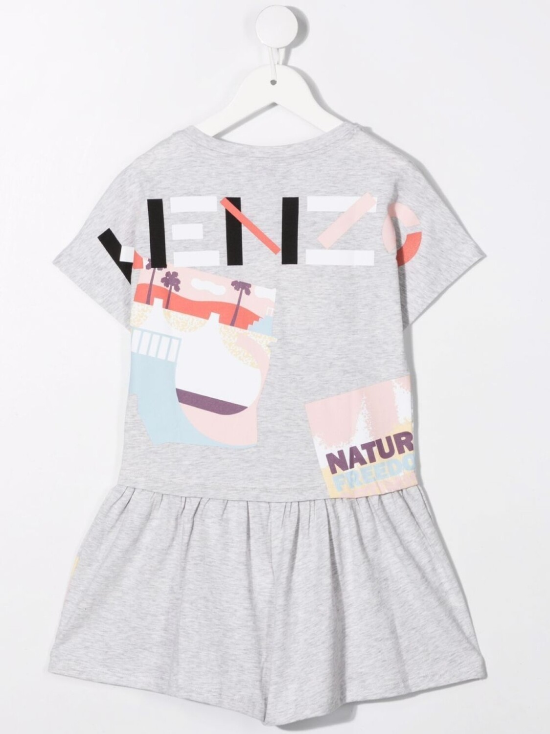 

Футболка из органического хлопка с графичным принтом Kenzo Kids, серый