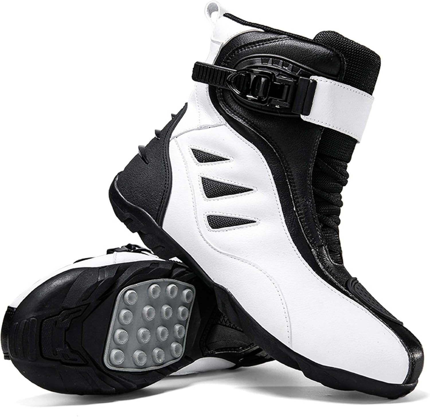 

Мужские и женские мотоциклетные ботинки DZBAJRQM- дышащие, мотоциклетные боевые ботинки, уличная модная обувь для езды, поддержка щиколотки, противоскользящая подошва, белый/черный