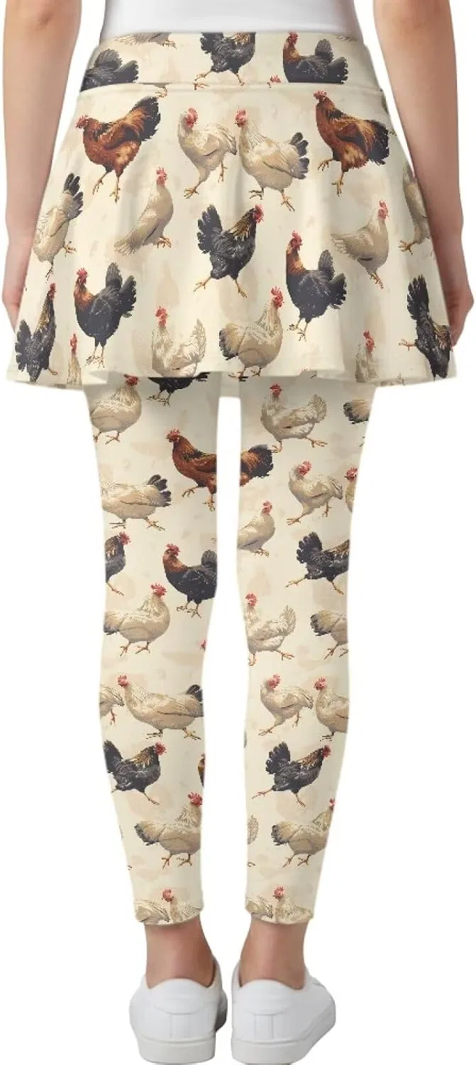 Детские леггинсы с юбкой 2 в 1 для тенниса, йоги Yatixapu, Rooster — фото 2
