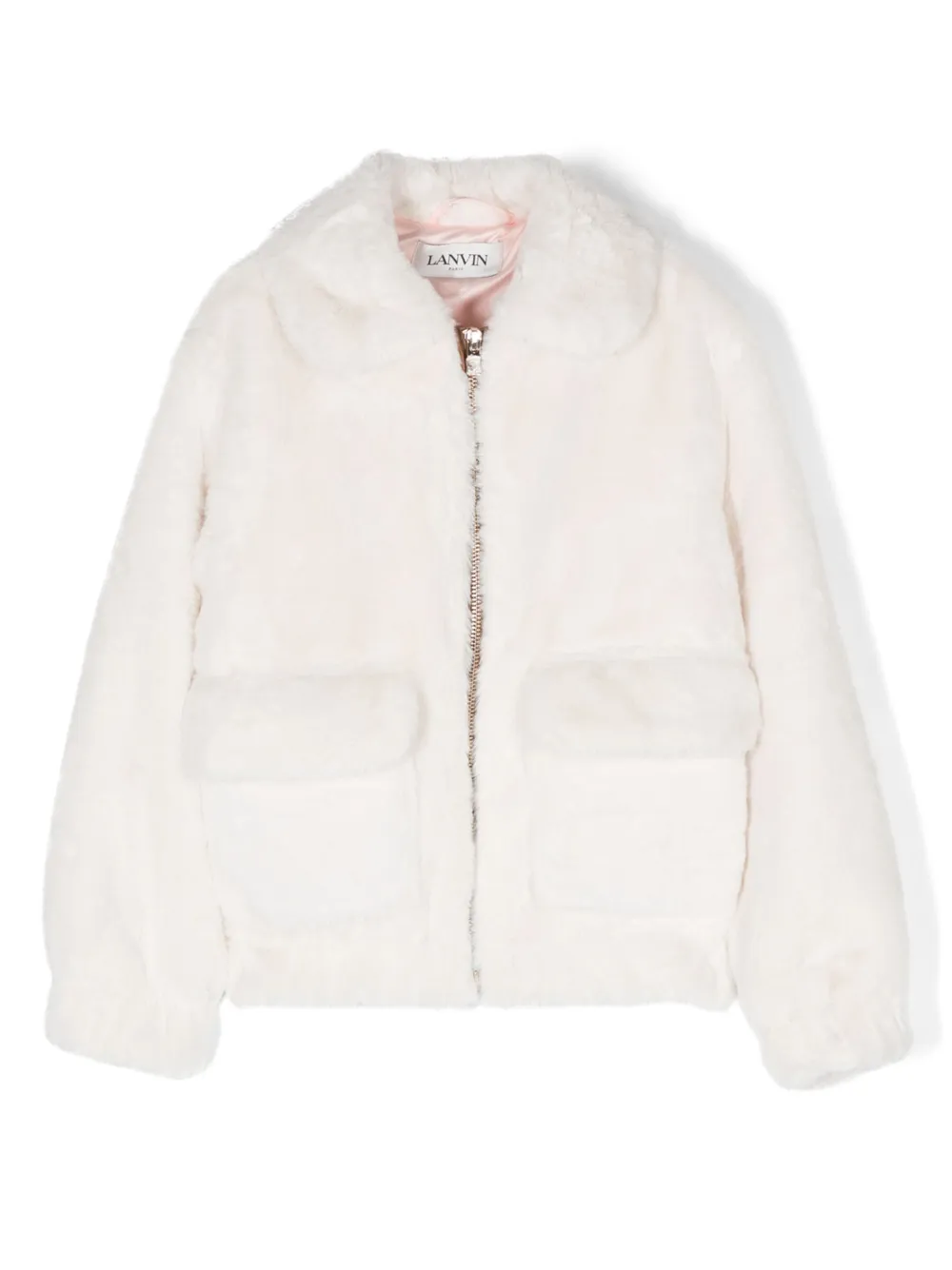 

Куртка из шерпы с отложным воротником Lanvin Enfant, нейтральный