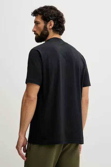 Футболка хлопковая с эластаном Tee Collar BOSS Green, черный — фото 3
