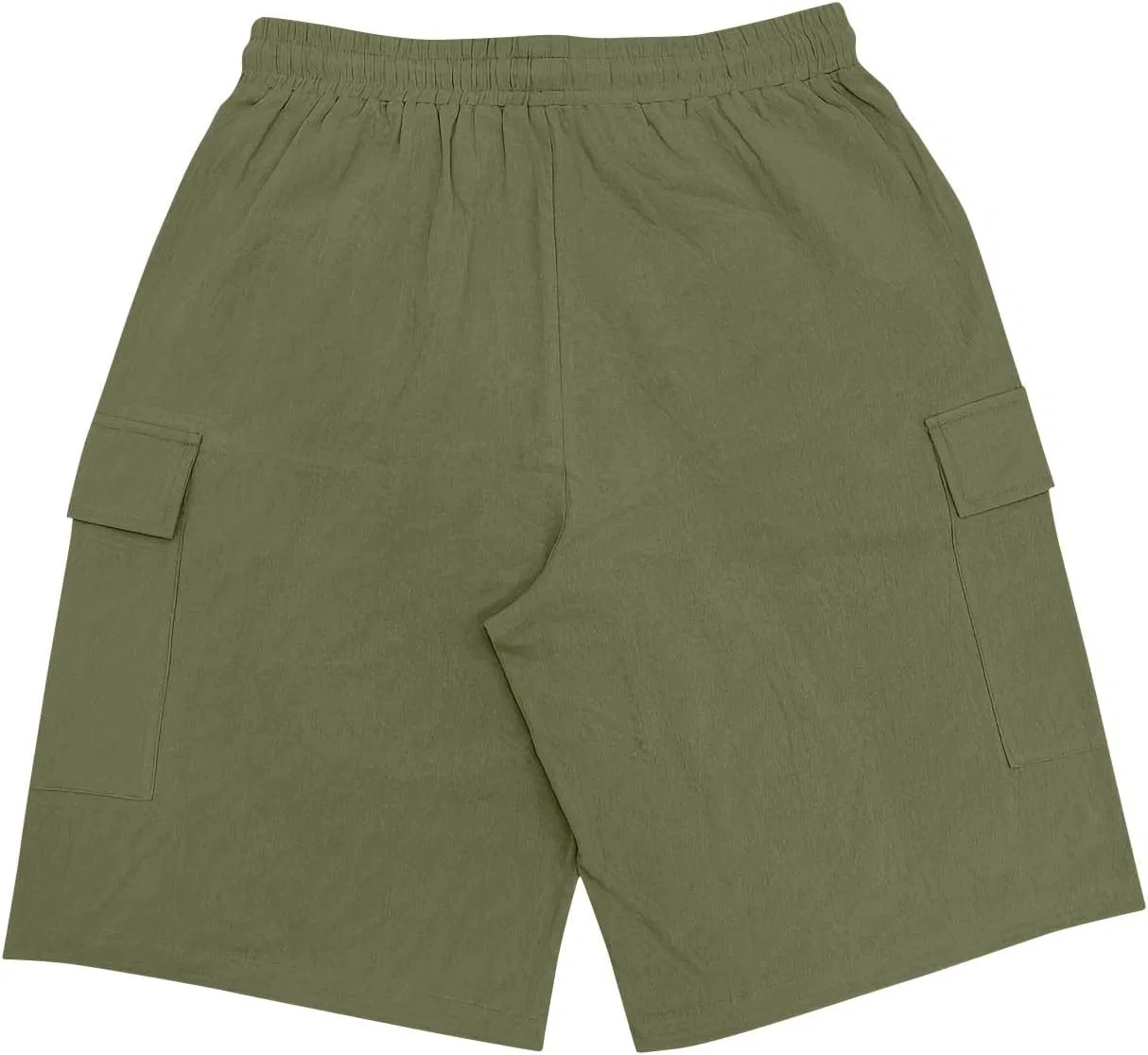 Мужские шорты карго из хлопка и льна, свободный крой, на резинке, цвет Army Green — фото 3