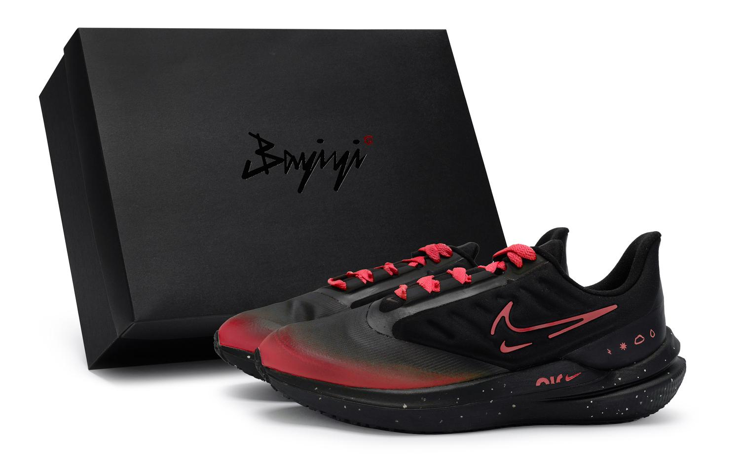 

Nike Zoom Winflo 9 Мужские противоскользящие повседневные кроссовки для беска низким верхом Черный Красный