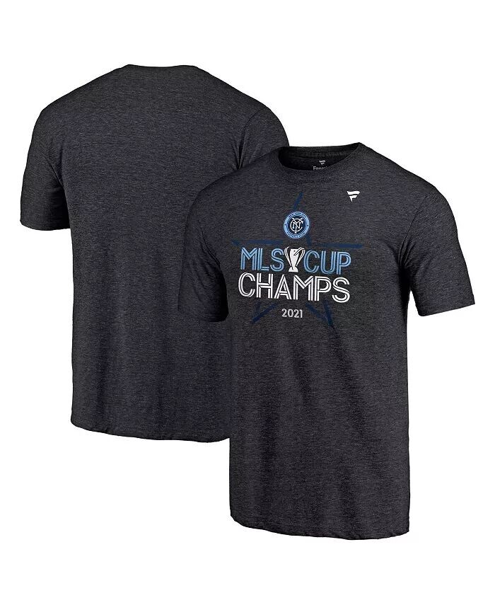 

Футболка мужская, цвета меланж, угольного цвета, New York City FC 2021 MLS Cup Champions Locker Room Fanatics