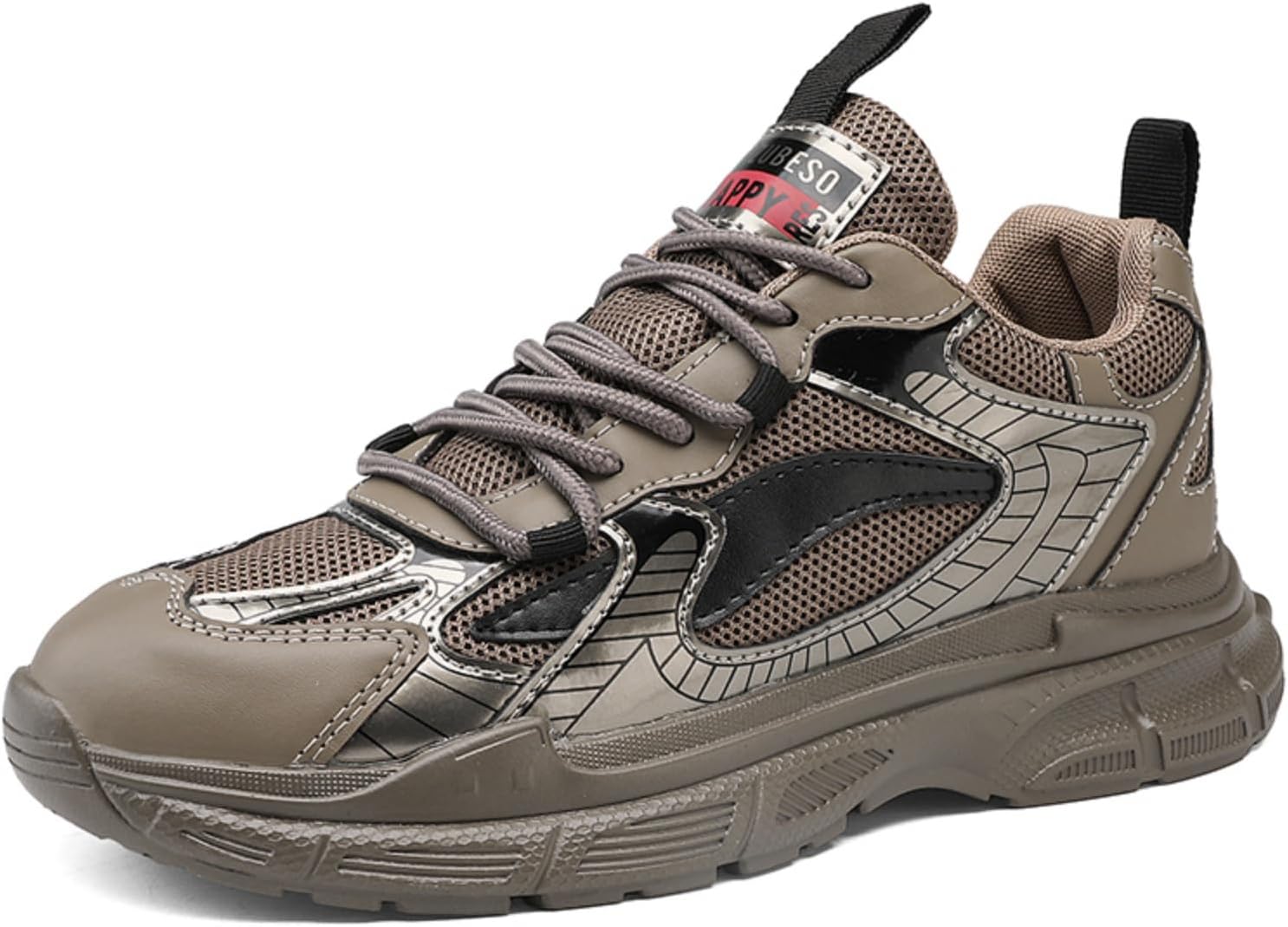 

Мужские стильные массивные кроссовки 'Dad Shoes', серо-зеленые с заплатками, с толстой подошвой, модные и удобные для повседневной носки Aokisx