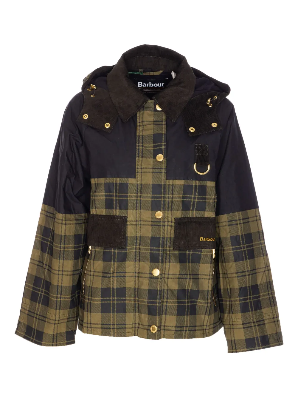 

Пиджак Элейн в клетку тартан с застежкой-молнией спереди Barbour, зеленый