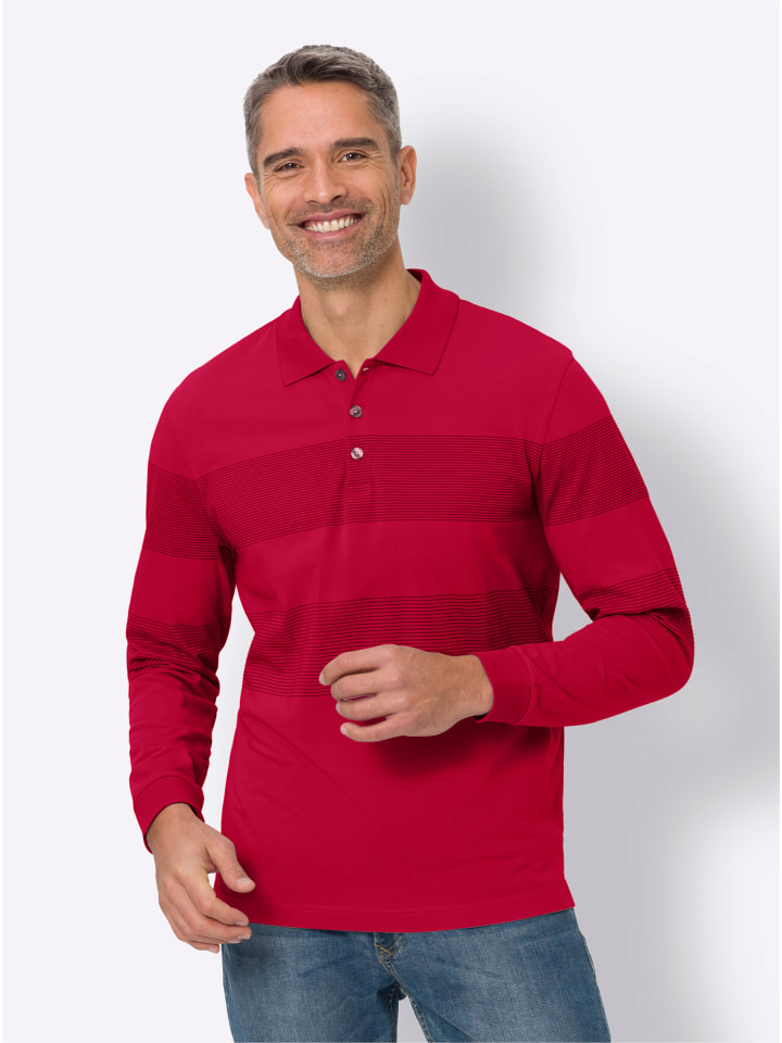 

Рубашка-поло с длинными рукавами красного-темно-красного цвета Sieh an!, Красный, Рубашка-поло с длинными рукавами красного-темно-красного цвета Sieh an!