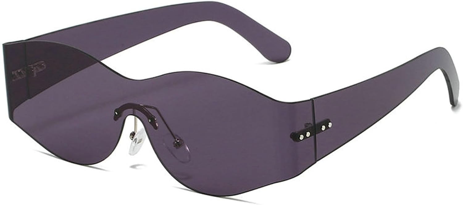 

Солнцезащитные очки Willochra овальной формы без оправы для женщин и мужчин, роскошные, в стиле панк, с маской «кошачий глаз», ретро, ​​панк-очки 2000-х годов, F27, Purple