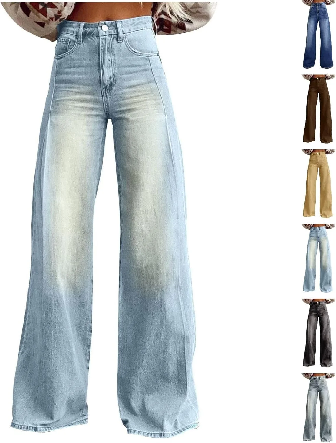 

Женские джинсы wide leg с высокой посадкой, stretch, baggy