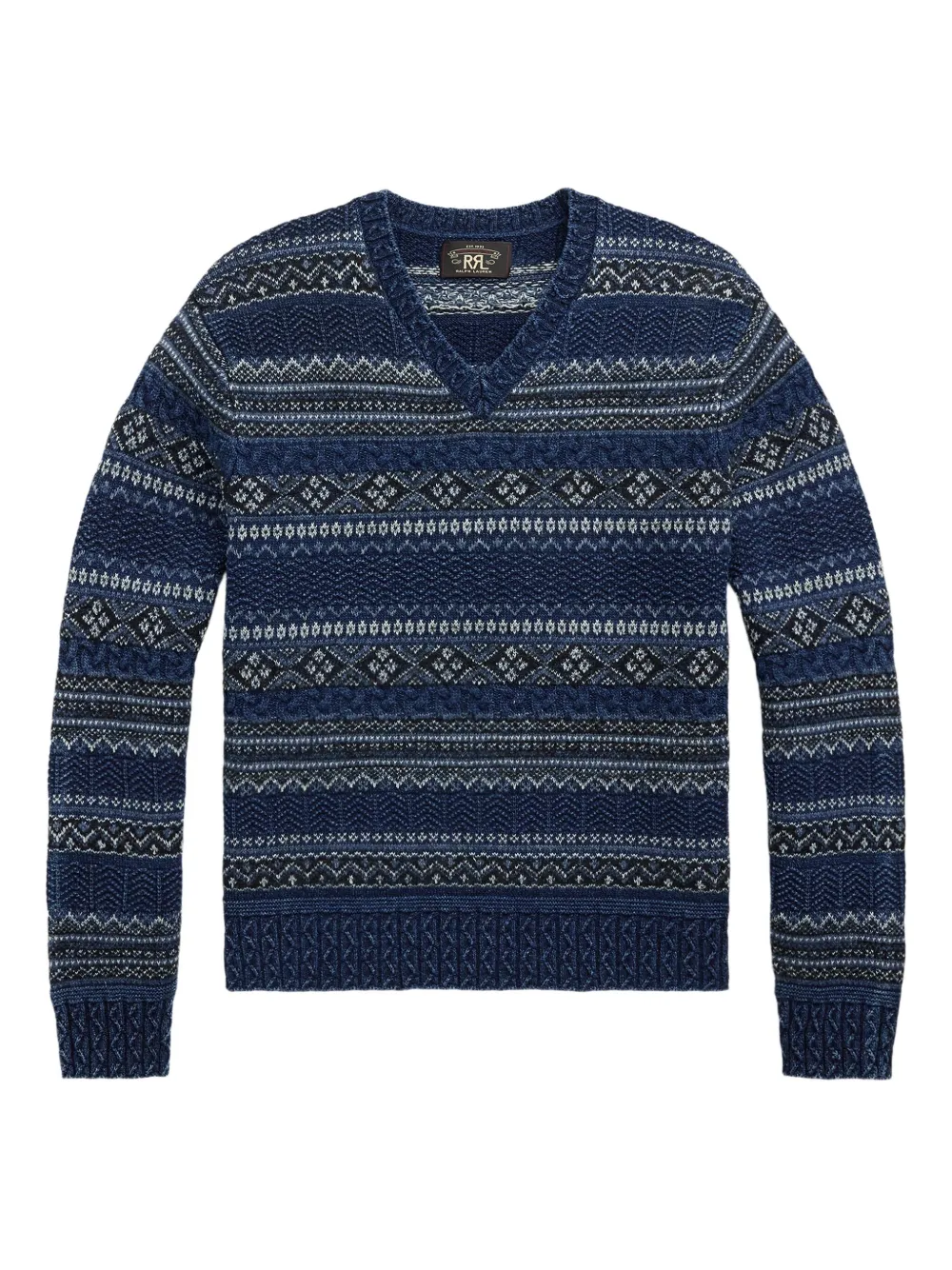 

Свитер Fairisle с V-образным вырезом Ralph Lauren RRL, синий