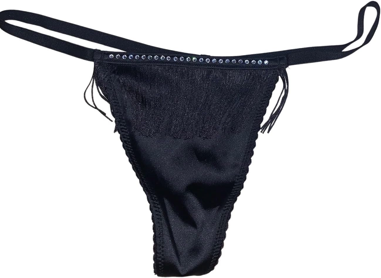 Трусики Victoria's Secret Very Sexy с бахромой, V-стринг, стразами, цвет Black, новые — фото 2
