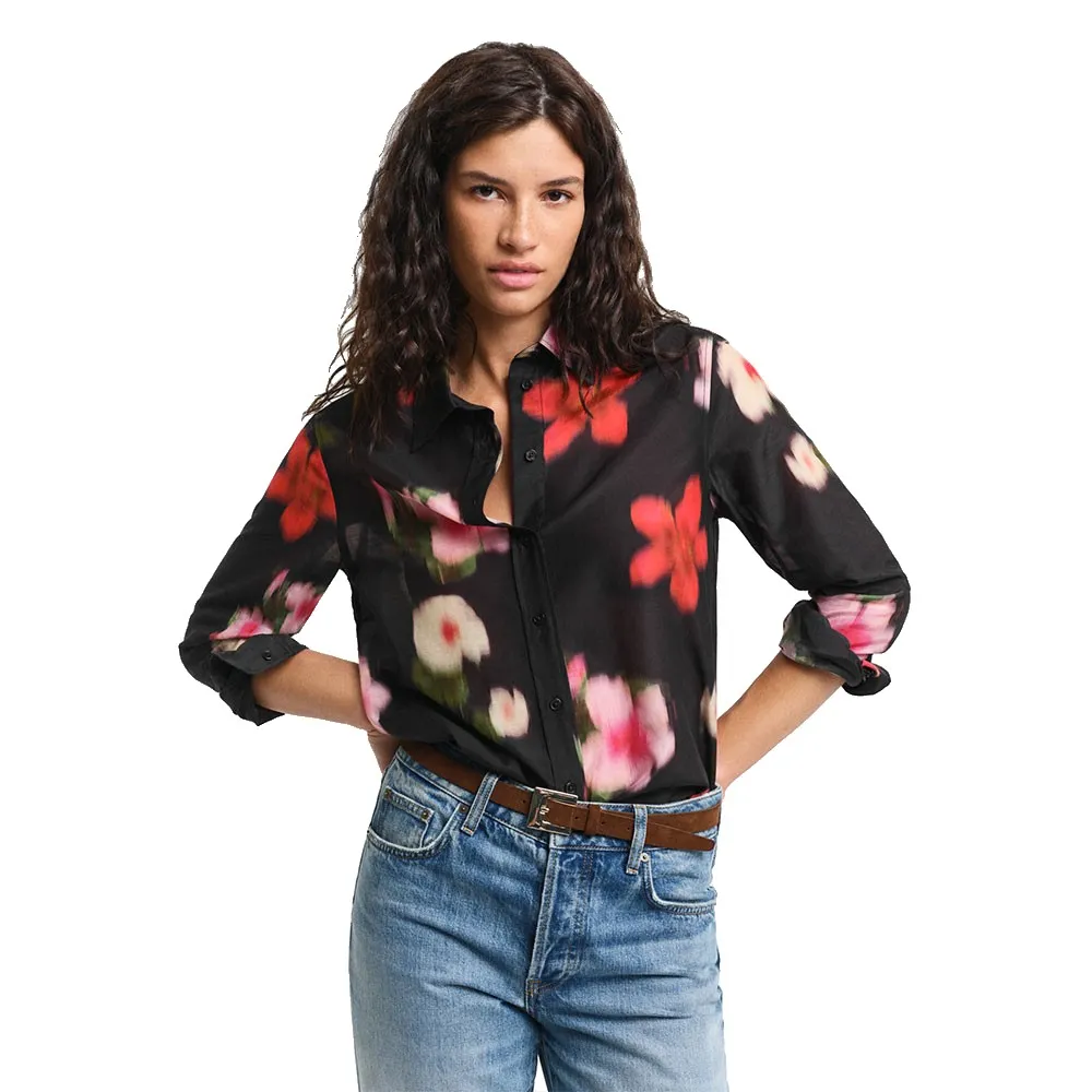 

Рубашка с длинным рукавом Gant Floral Regular Fit, черный
