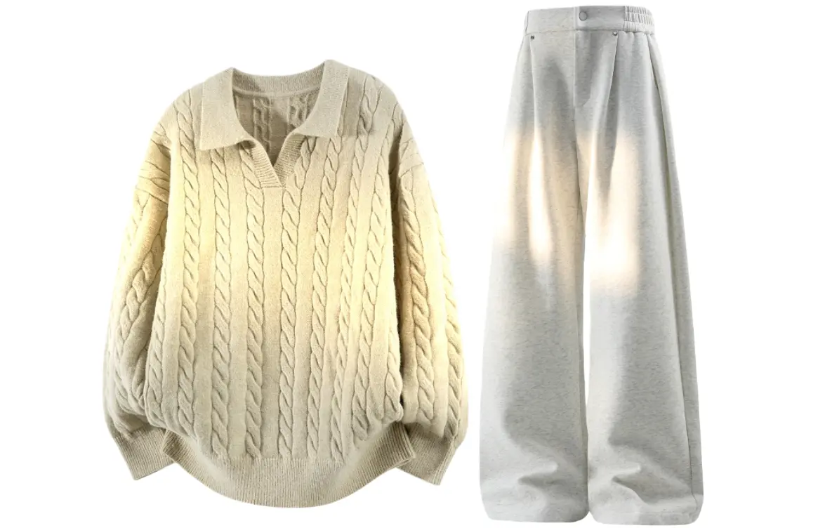 

Повседневная спортивная одежда Unisex с лацканом Moderate X1617, top оранжевый+pants белый heather серый fleece-lined