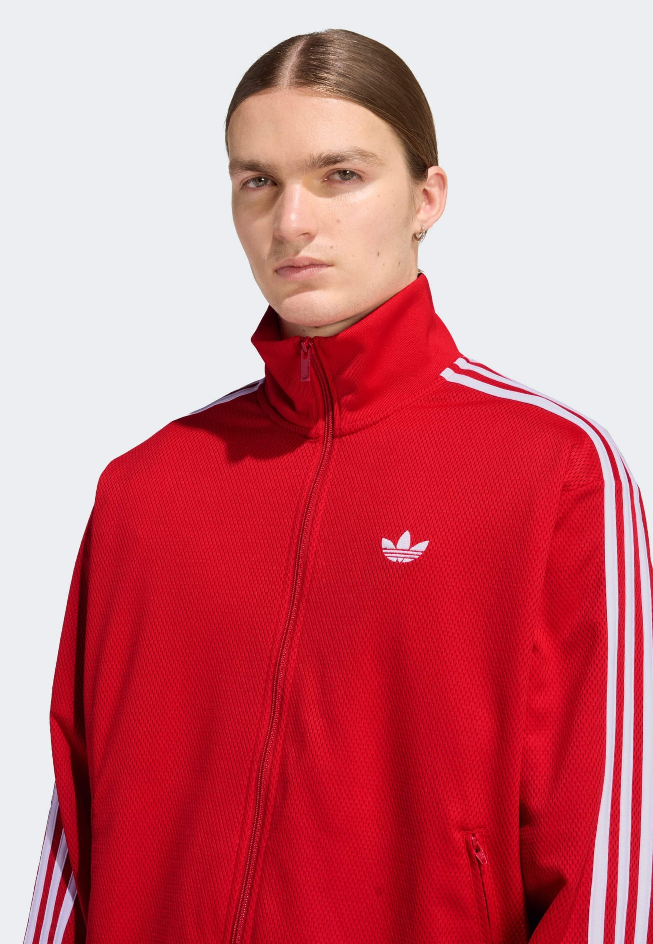 Adidas Originals Толстовка с молнией 'Firebird Adicolor' в ярко-красном цвете — фото 4