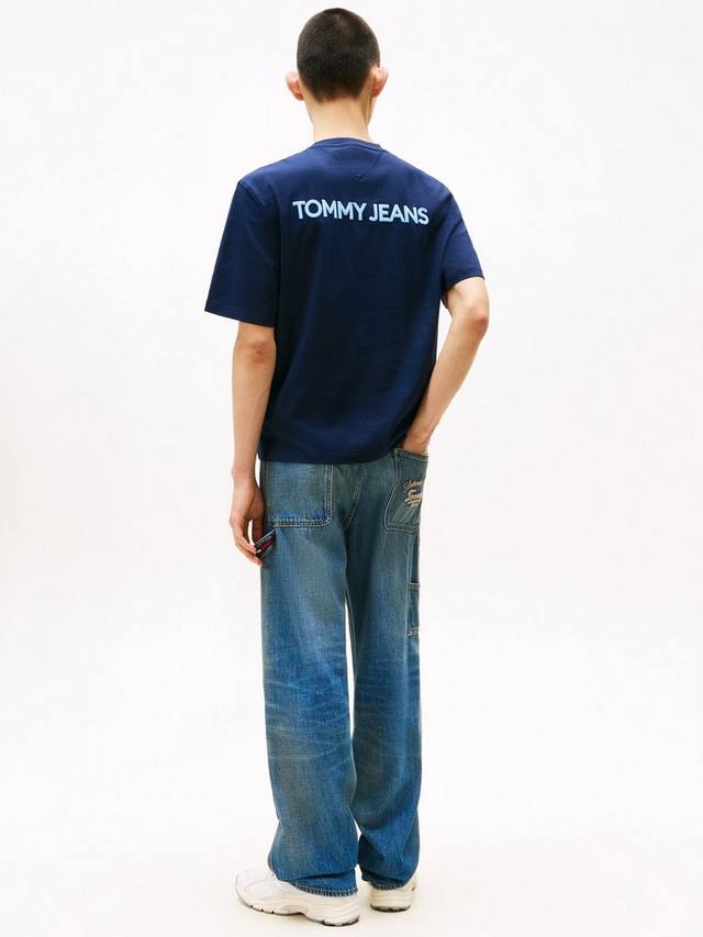 Футболка Tommy Jeans с логотипом, хлопок, regular fit, короткий рукав Tommy Hilfiger, Navy/Multi — фото 2