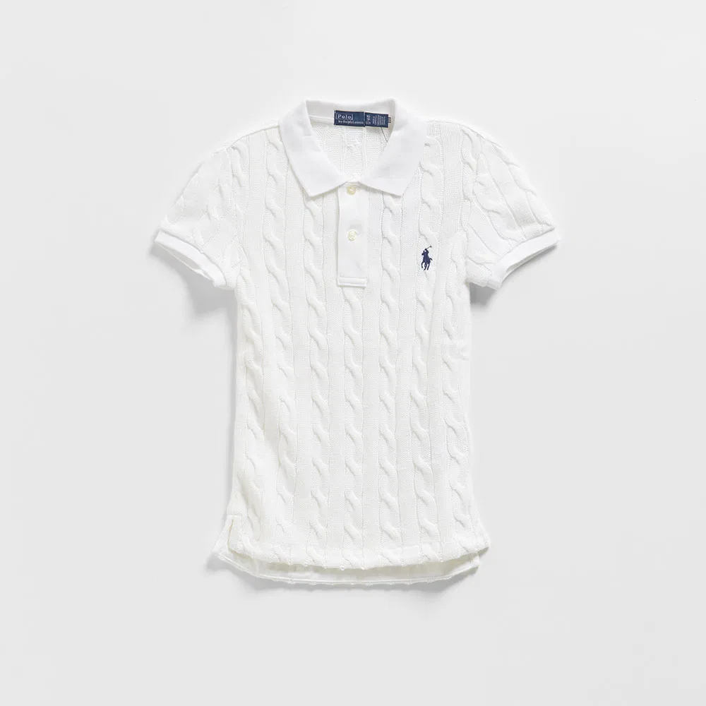 Женский вязаный джемпер поло с косами белый от Polo Ralph Lauren
