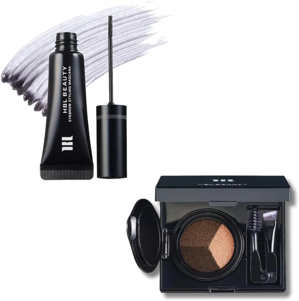 Набор для бровей HBL BEAUTY 3D Cushion Brow 01 Natural Brown + Styling Mascara 02 Clear Black