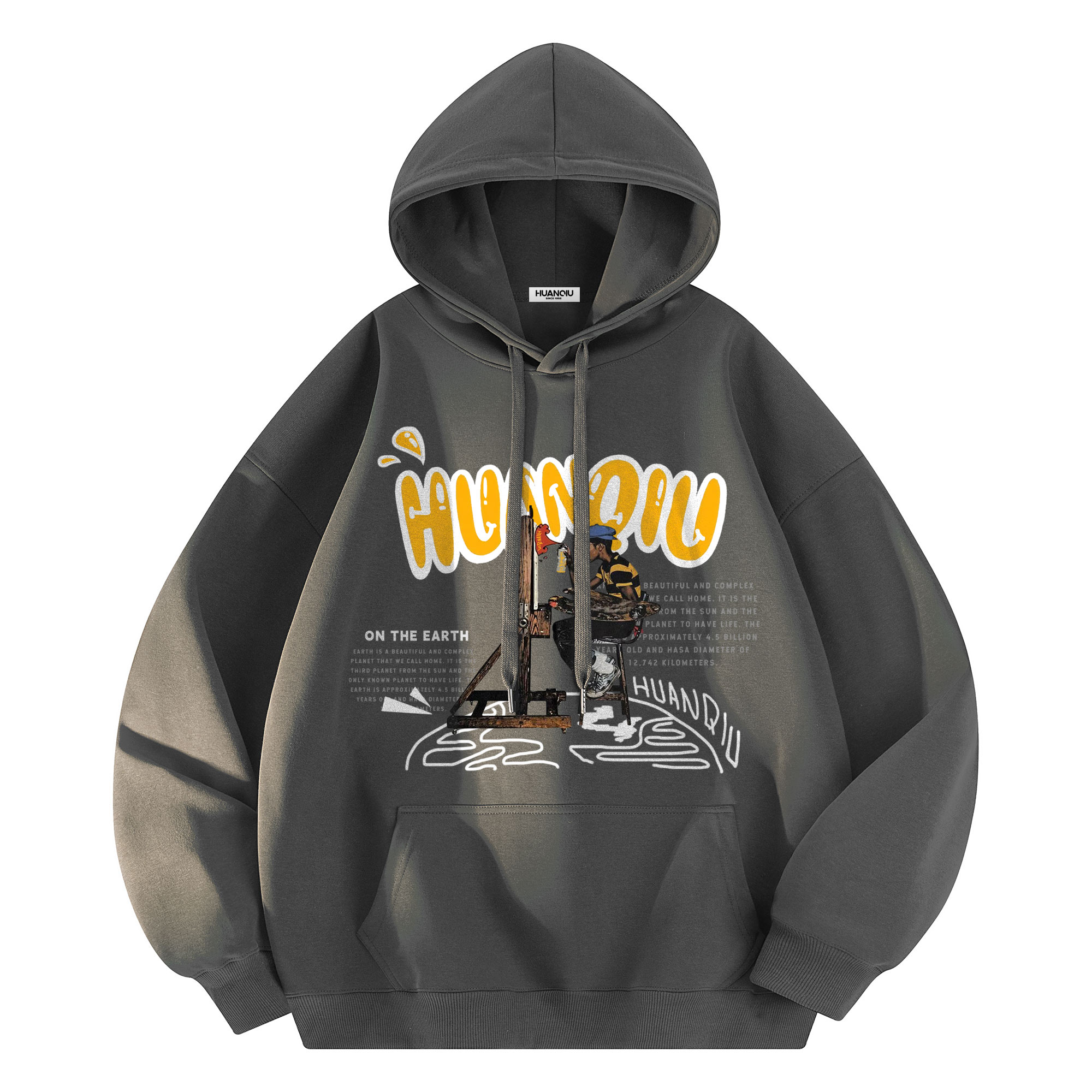 

Толстовка Unisex Hooded Moderate Heavyweight HUANQIU, темно-серый