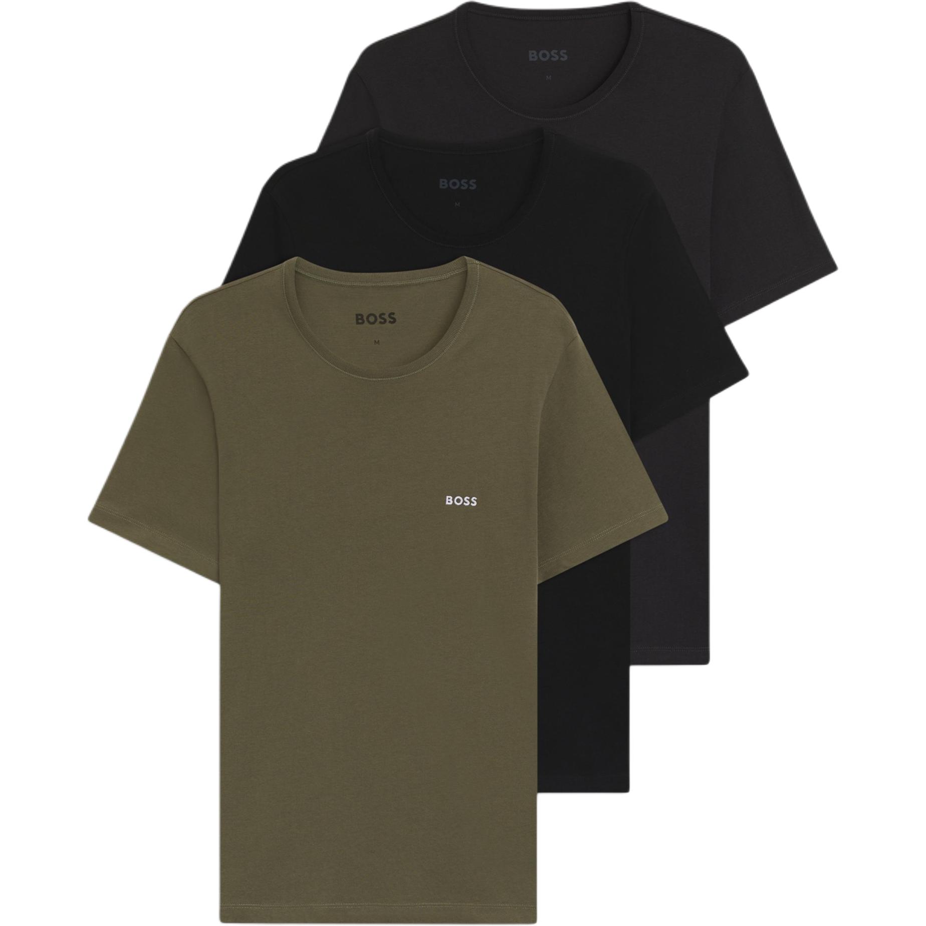 

Футболка с круглым вырезом из хлопка (набор из трех) HUGO BOSS, 3-pack (черный+серый+зеленый)