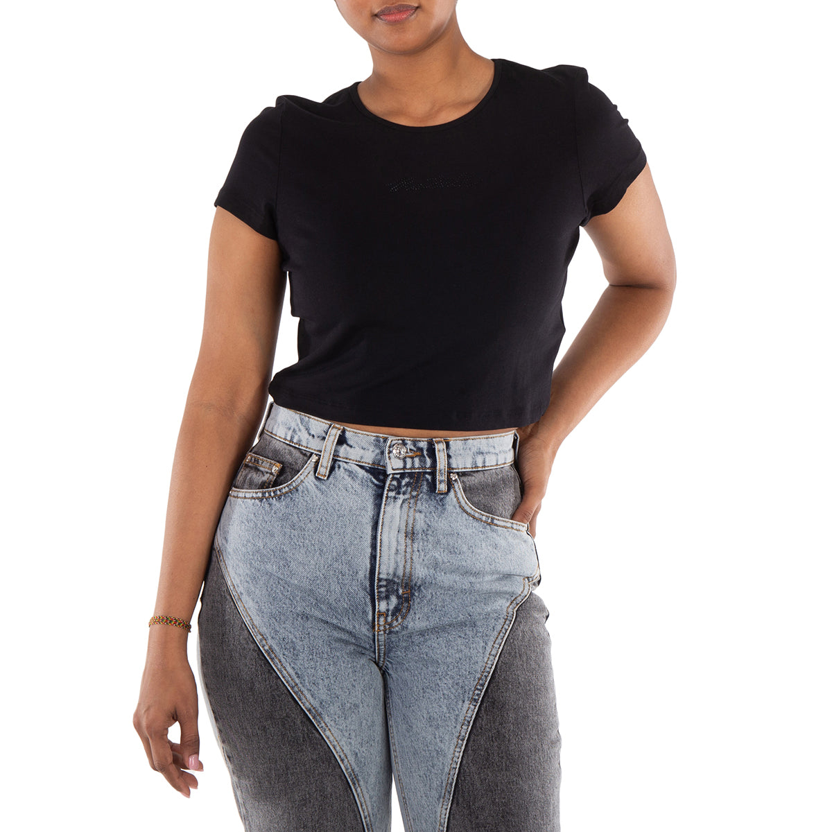 

Футболка с принтом Rotate Crystal Logo Cropped, черный