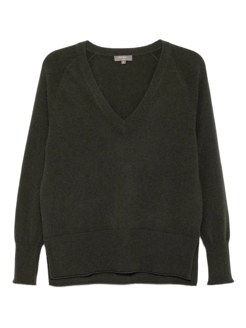 

Джемпер с V-образным вырезом N.Peal, зеленый