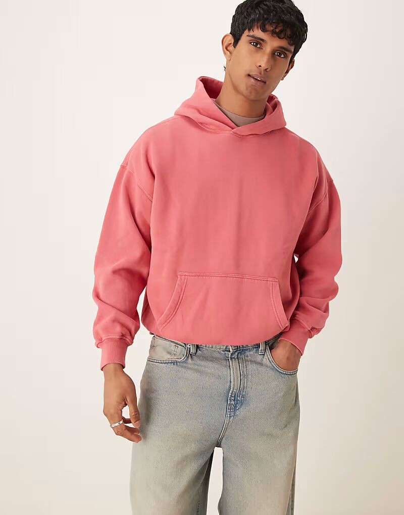 

Толстовка с капюшоном Abercrombie & Fitch Essential в цвете Acid Wash Berry