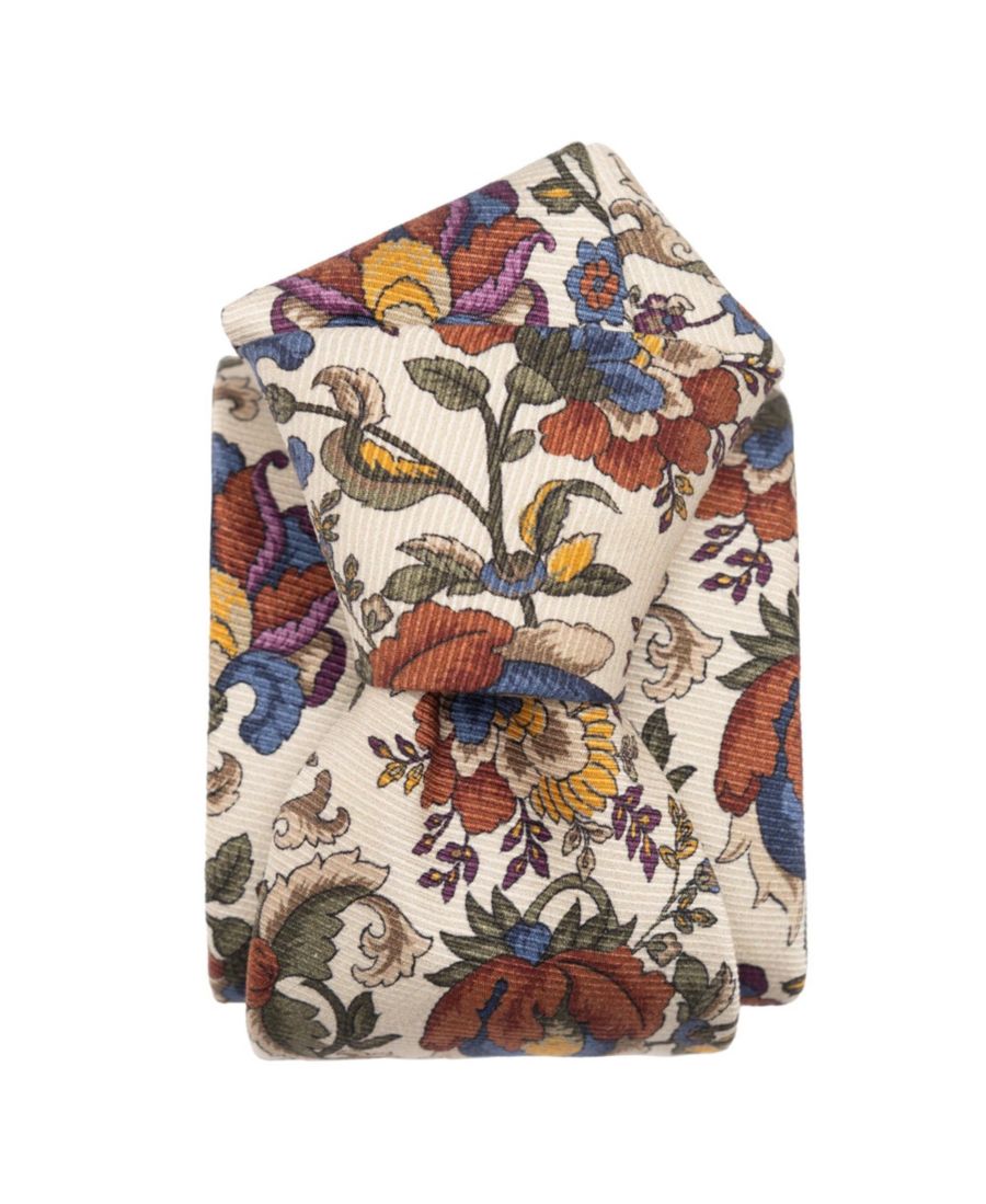 

Мужской галстук Bardini из шелка маренового цвета с принтом Elizabetta, Cream