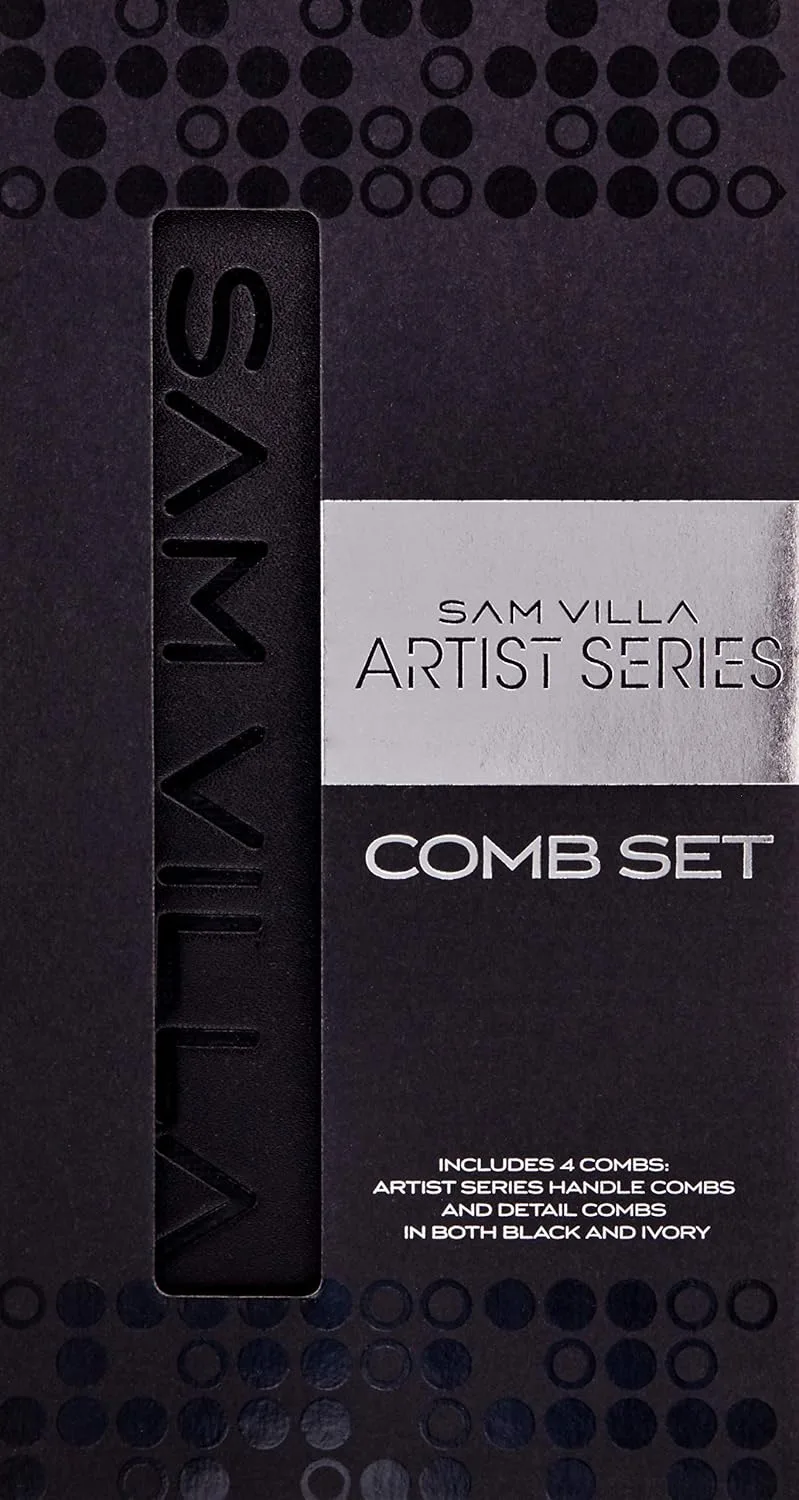 Набор из 4 профессиональных расчесок для волос Sam Villa Artist Series с ручкой и разделителем прядей., Assorted — фото 2