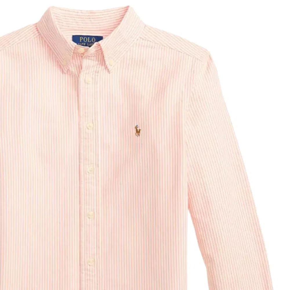 Детская повседневная рубашка Polo Ralph Lauren с коротким рукавом, персиково-белый мультиколор — фото 4