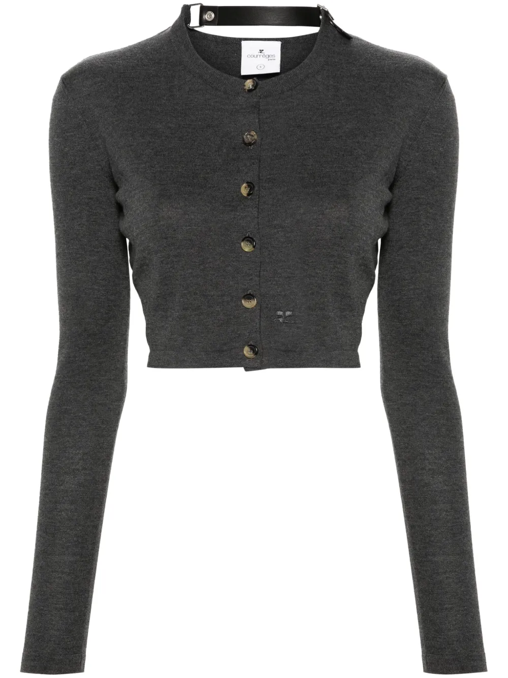 

Укороченный кардиган тонкой вязки Courrèges, серый