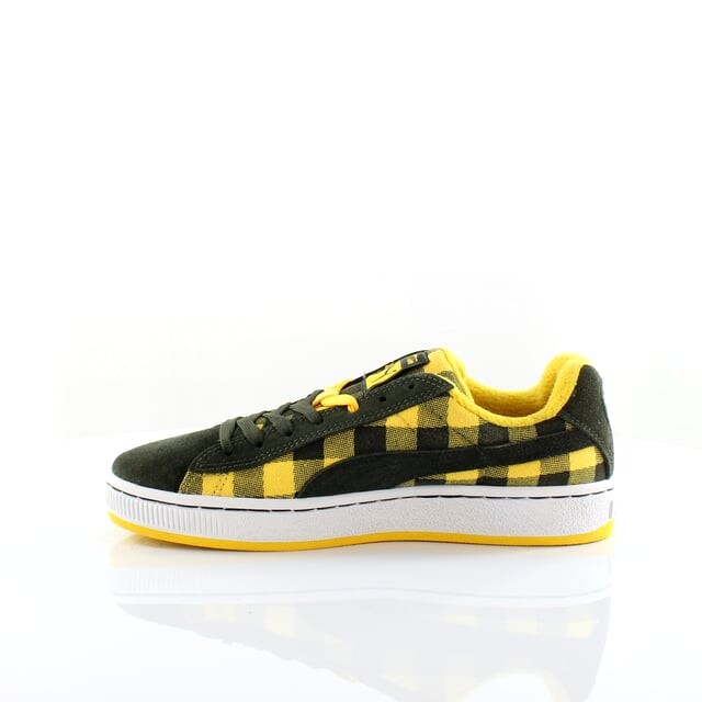 Желтые мужские кроссовки Basket II Check E из синтетического материала 352299 02 Puma, зеленый — фото 3