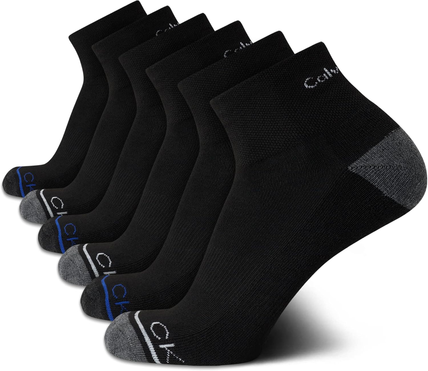 

Мужские носки Calvin Klein Quarter - 6 пар дышащих спортивных носков длиной до щиколотки с амортизацией для мужчин, для бега и тренировок, Black Assorted