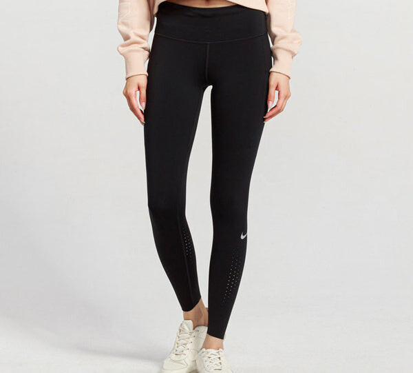 Брюки power epic lux luxury dri-fit quick dry fitness pants black Nike, черный — фото 3