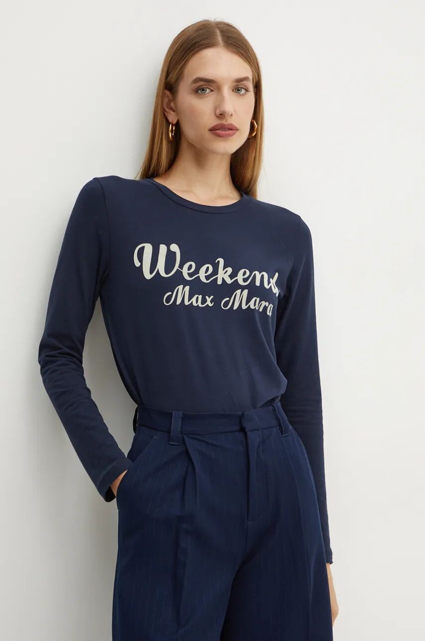

Хлопковый топ с длинными рукавами Weekend Max Mara, темно-синий