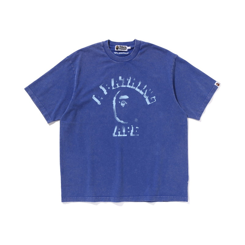 

Футболка Bape Garment Dye Spray Print College Relaxed Fit A BATHING APE, синий