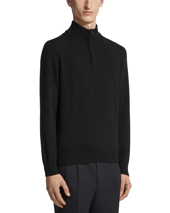 

Кашемировый свитер с молнией и воротником-стойкой Oasi ZEGNA, черный