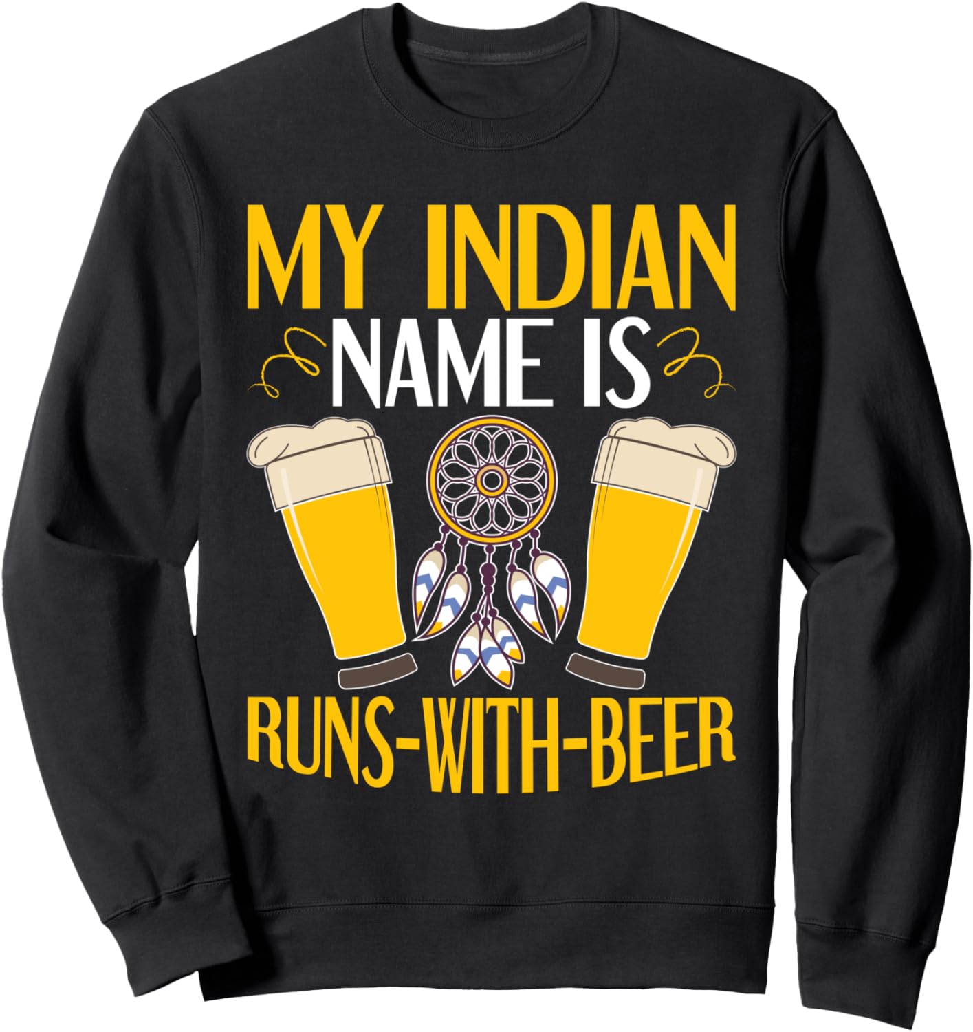 

Толстовка Runs-With-Beer с дизайном в стиле коренных американцев для индейцев Native Americans Designs For Amerindians, черный