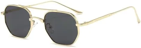 

Мужские солнцезащитные очки SAGESWA в стиле ретро, многоугольные металлические линзы с градиентом, двойная перемычка, защита UV400, цвет: золотистый градиент