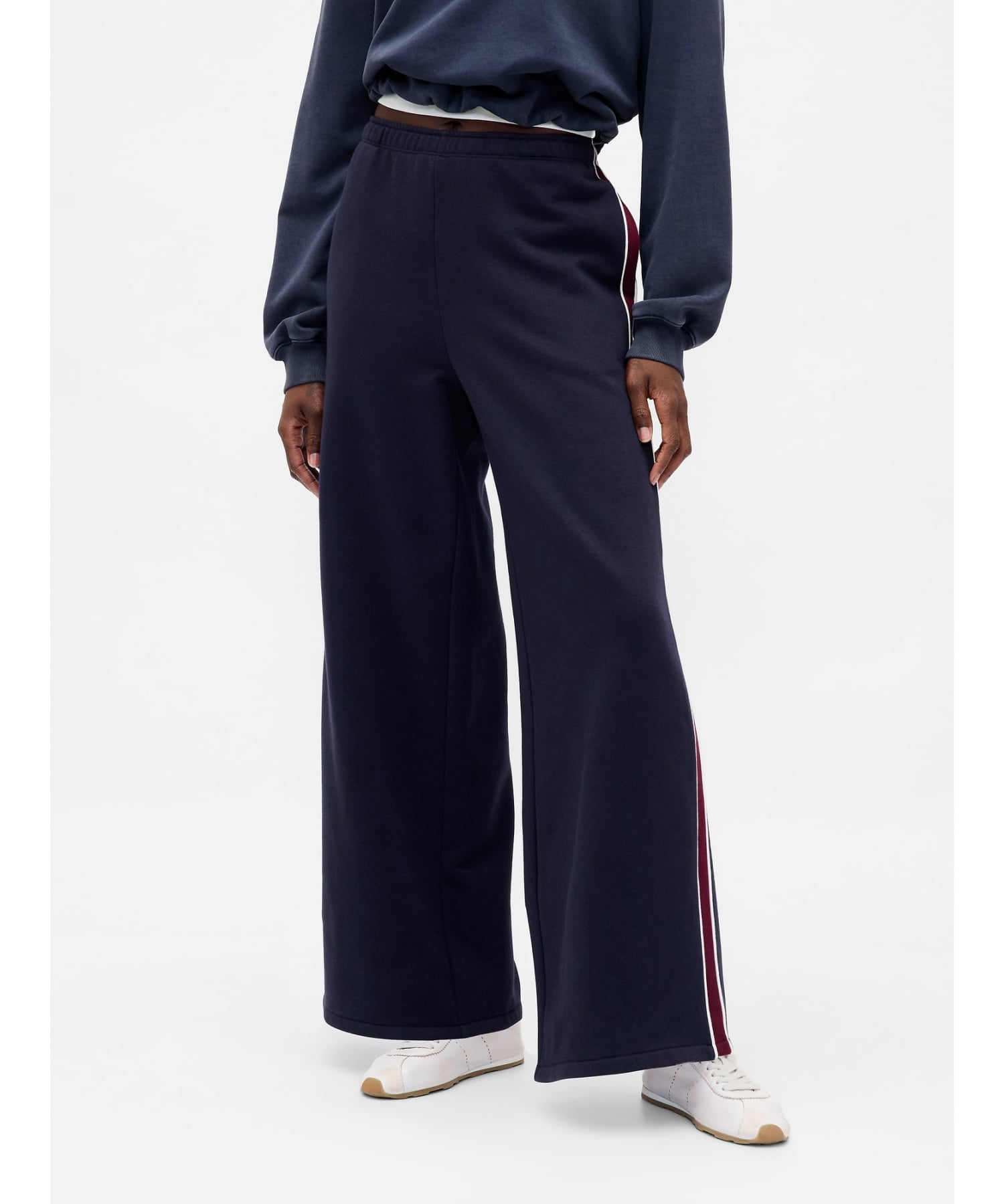 (W) Винтажные мягкие широкие спортивные штаны свободного кроя GAP, NAVY_UNIFORM_STRIPE