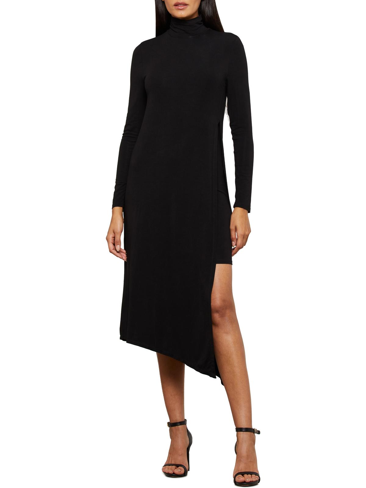 

Женское асимметричное платье-миди с воротником-стойкой BCBGMAXAZRIA, черный