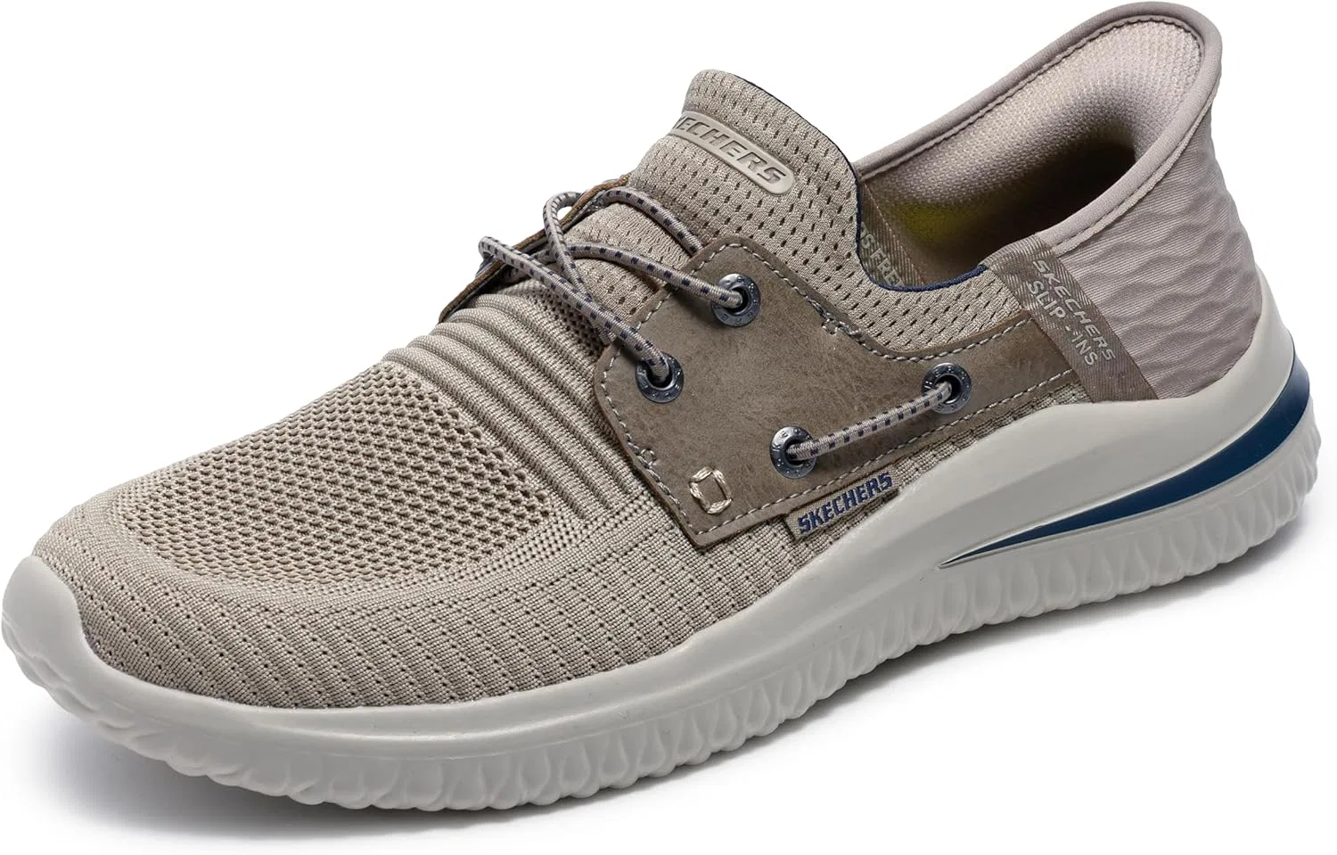 Мужские туфли Skechers Delson 210606 3.0-Roth Low Profile Bungee Lace Slip In, Taupe