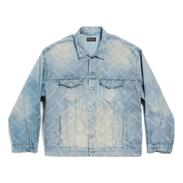 

Куртка bal diagonal allover oversized jacket 'light blue japanese ring denim' Balenciaga, синий