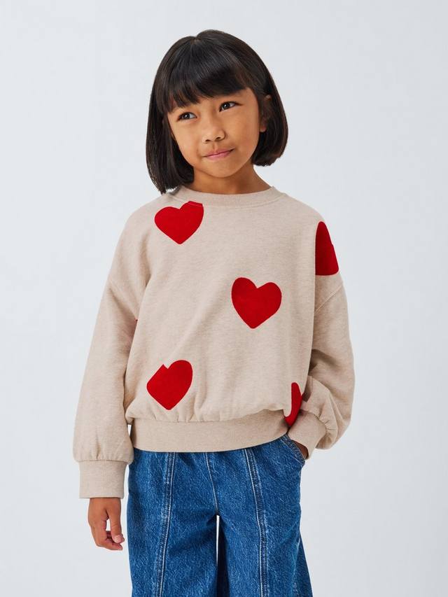 

Детский свитшот с сердечками John Lewis, White