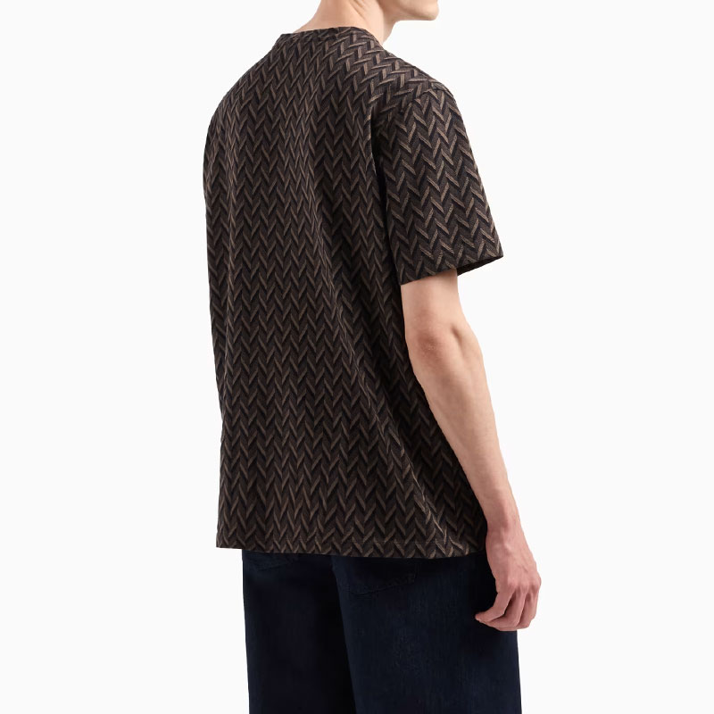 Футболка Asv Icon Jacquard EMPORIO ARMANI, коричневый — фото 4