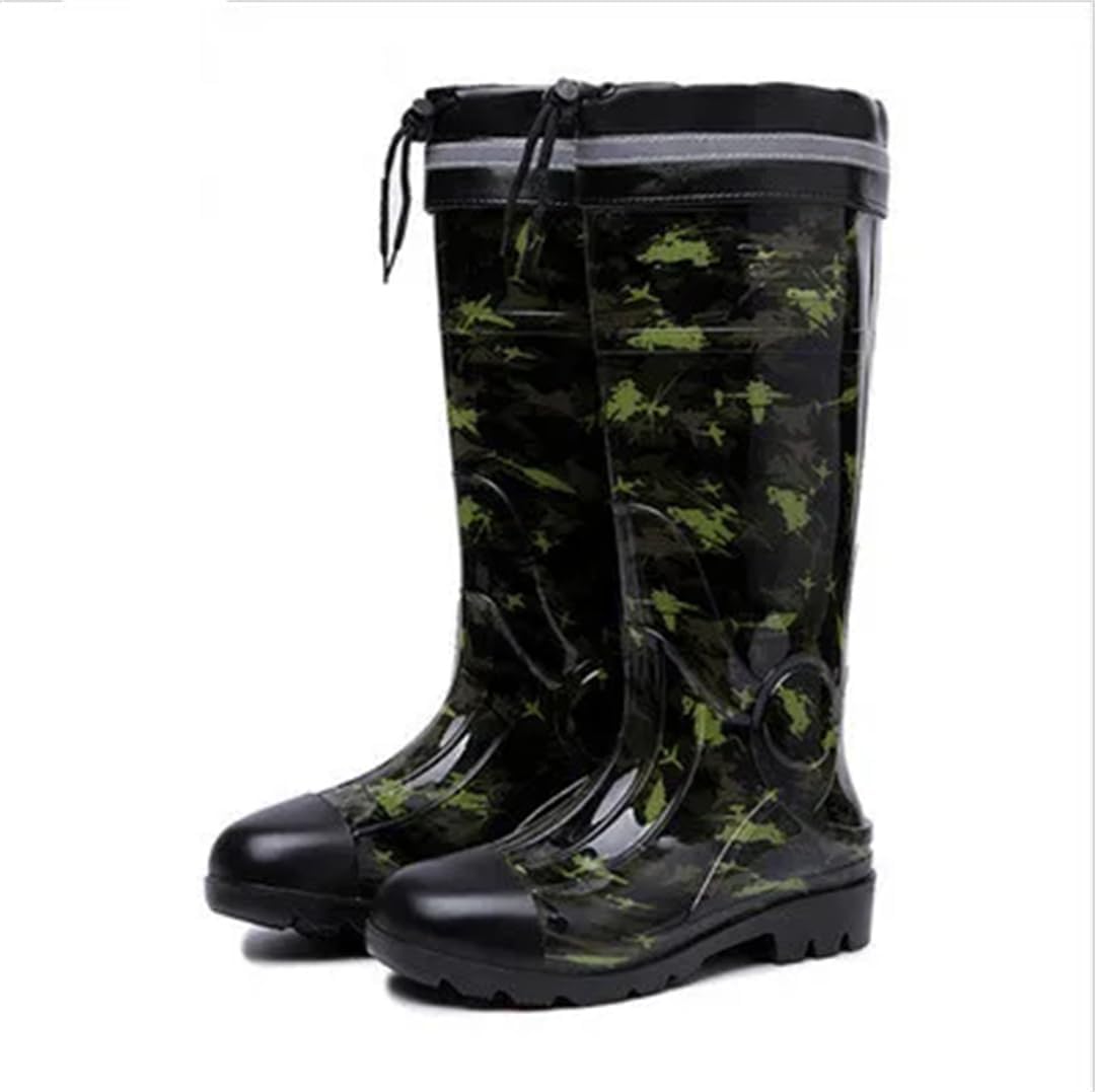 Резиновые сапоги Wjnvfioo Camo1 с низким каблуком, противоскользящие, мужские, средние по голени, водонепроницаемые и дождевые ботинки, 10 1 — фото 4