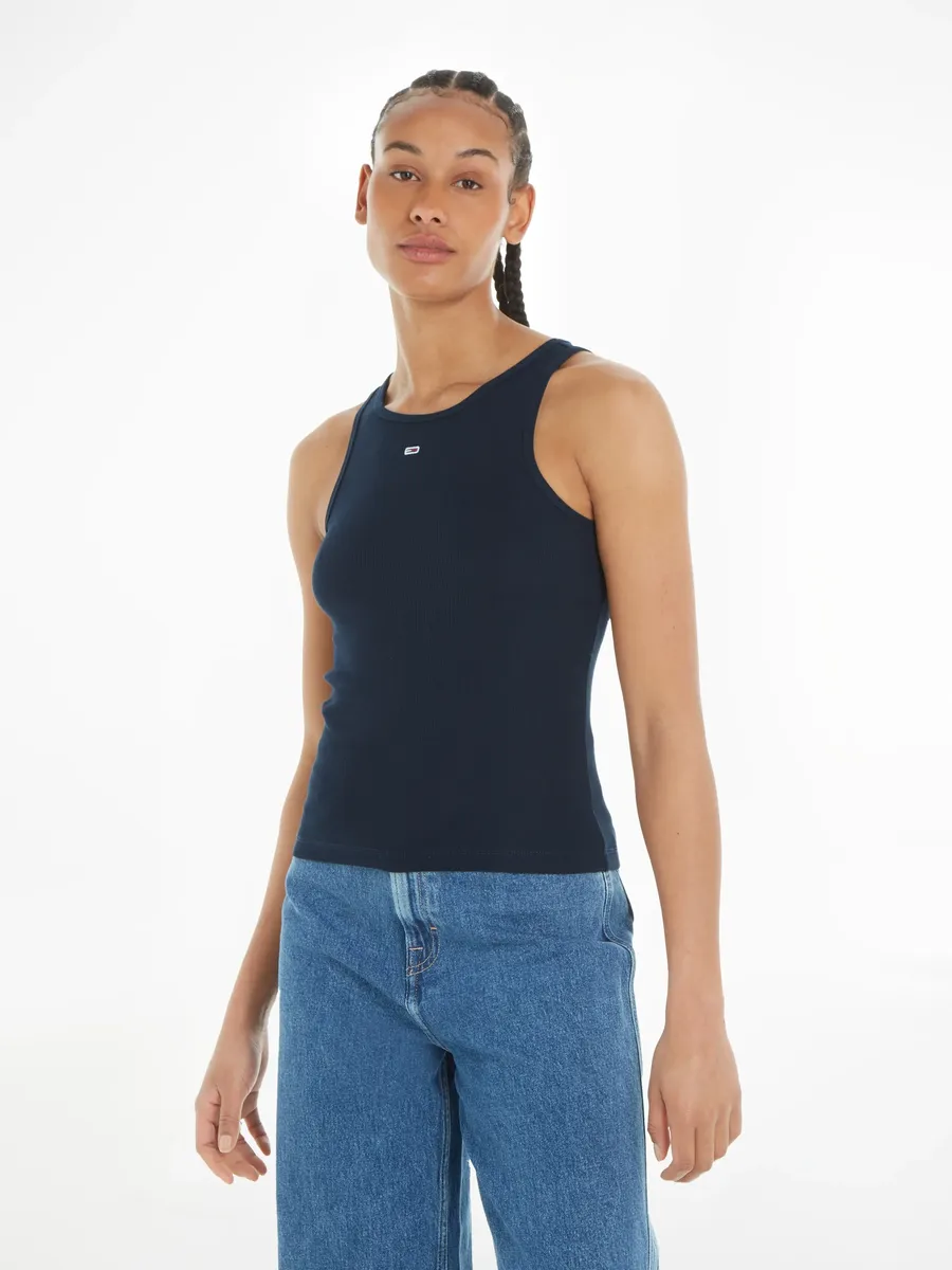 

Майка Tommy Jeans "TJW ESSENTIAL RIB TANK", в рубчик, синий