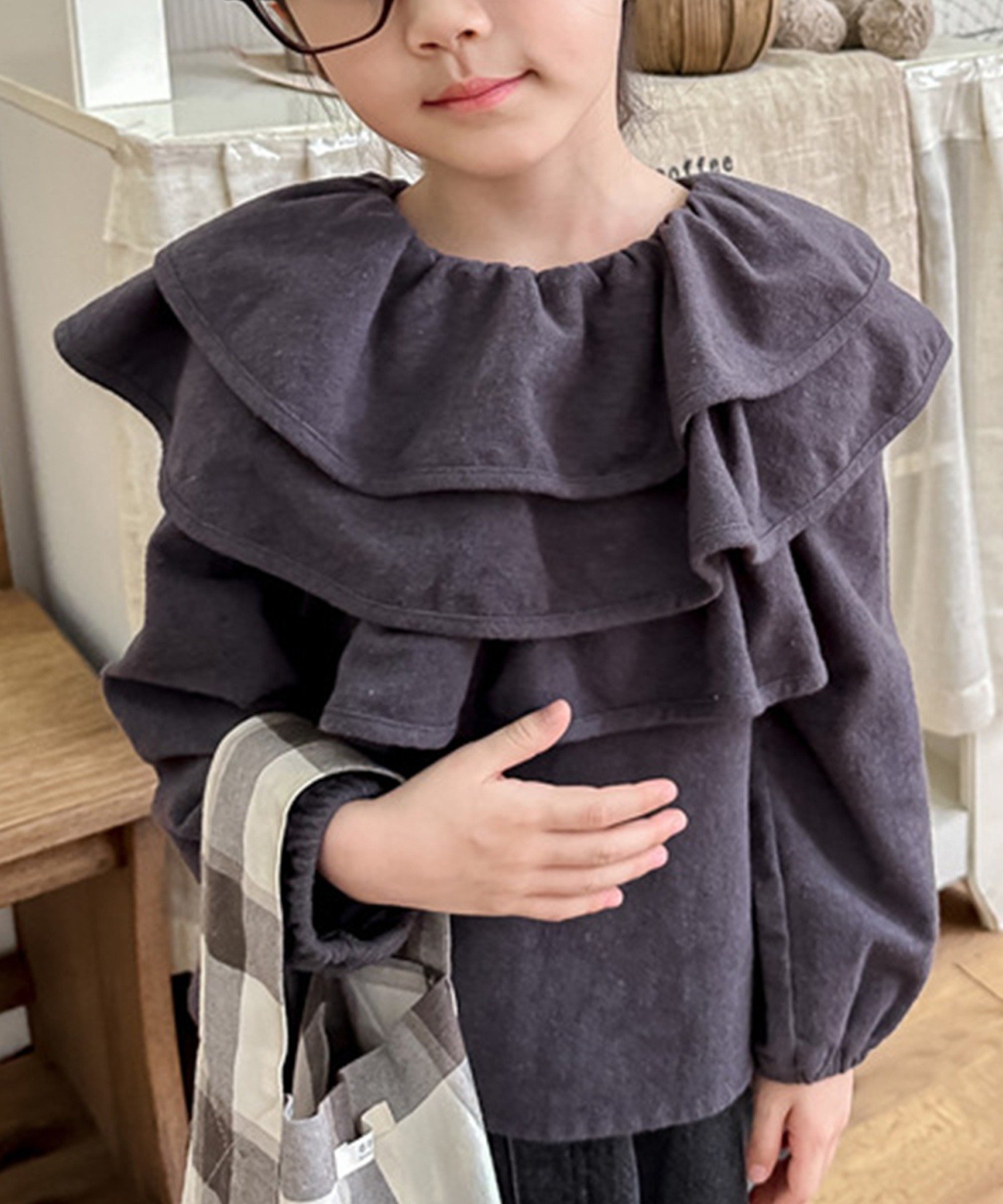 Топ с оборками Aimoha Kids, Dark Gray